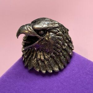 💛 Vintage Silver Plated G&S Screaming Eagle Biker Ring